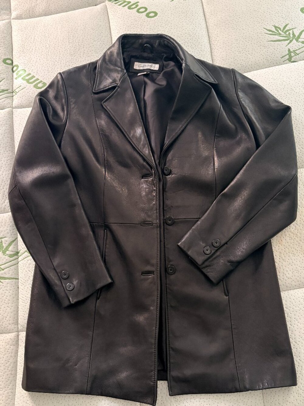 Preston & York Genuine Lambskin Leather Blazer Jacket Black M Vintage Luxe
